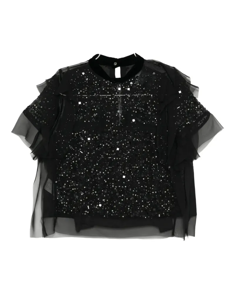 Sacai Top mit Pailletten - Schwarz Schwarz