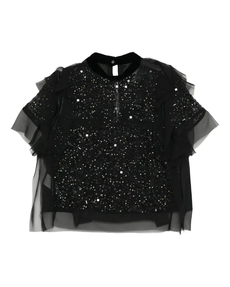 Sacai Top mit Pailletten - Schwarz Schwarz