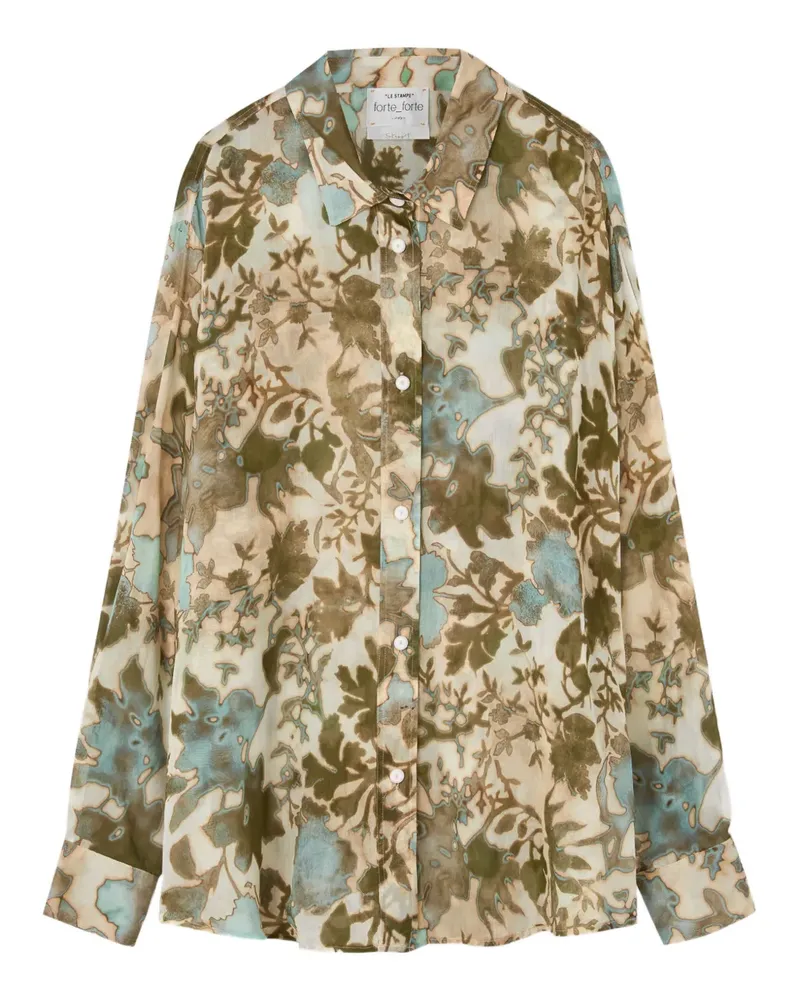 forte_forte Hemd mit Blumen-Print - BEIGE Beige