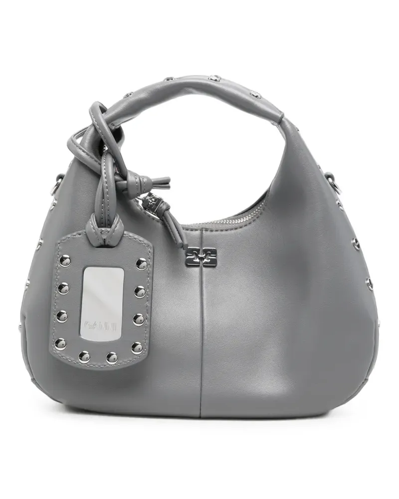 Ganni stud-embellished leather shoulder bag - Grau Grau