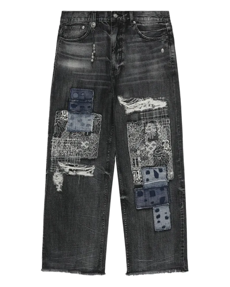 BAPE Lockere Jeans in Patchwork-Optik - Schwarz Schwarz