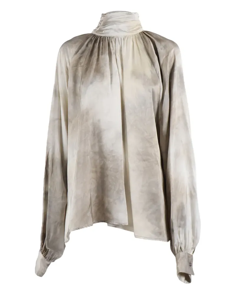 Ballantyne Batik-Bluse mit Stehkragen - Grau Grau