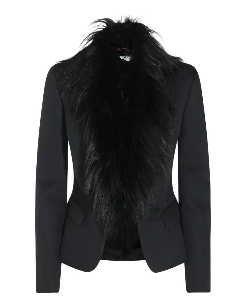 Elisabetta Franchi faux-fur trim tailored jacket - Schwarz Schwarz