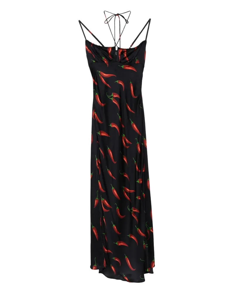 Leslie Amon Kleid mit Spaghettiträgern - Schwarz Schwarz