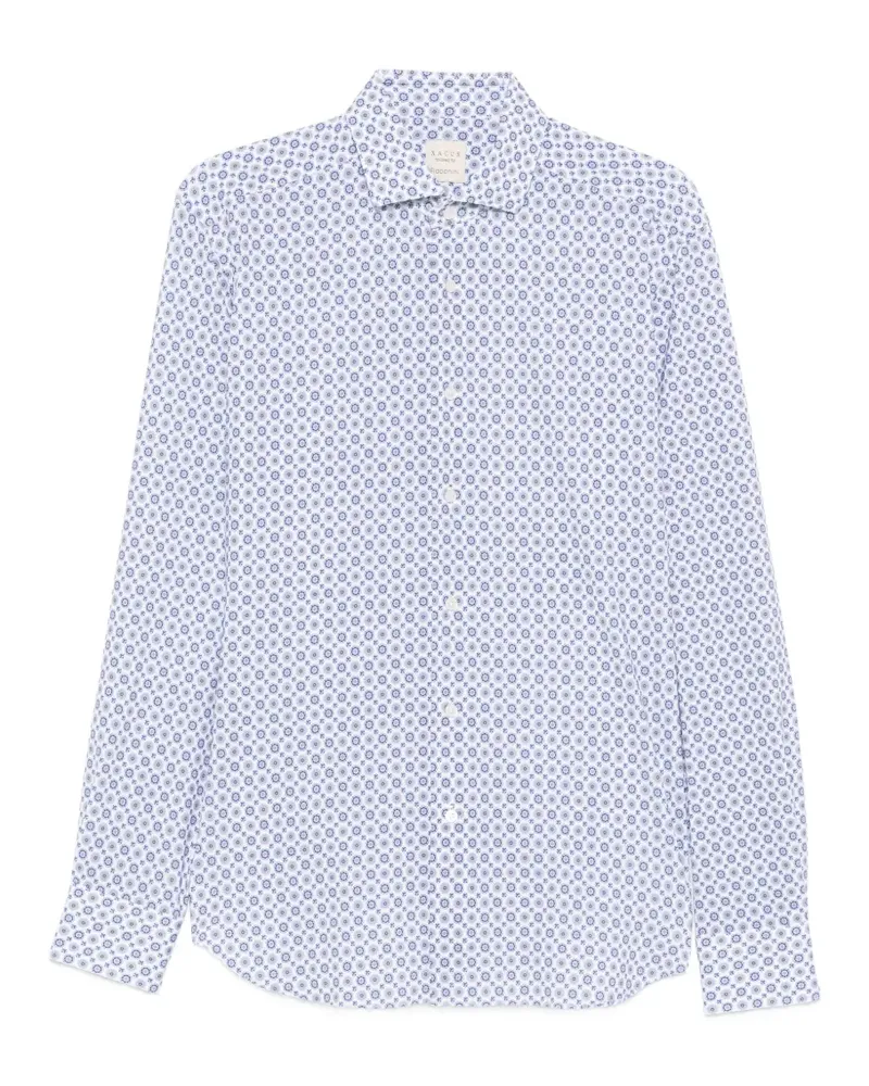 XACUS geometric-print long-sleeve shirt - Weiß Weiß