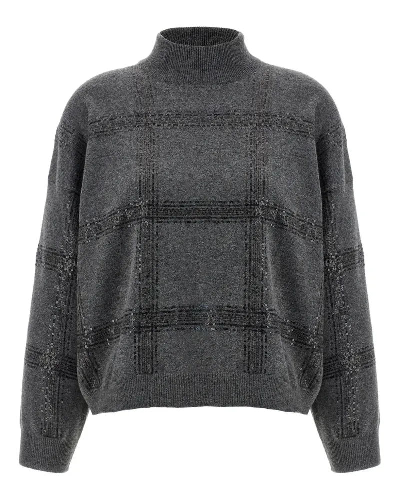 Brunello Cucinelli long-sleeve sequin-detail sweater - Grau Grau