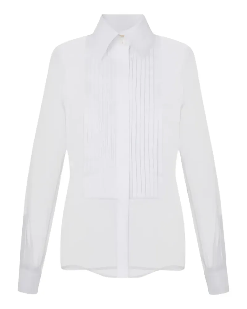 Elisabetta Franchi sheer pleated-bib shirt - Weiß Weiß