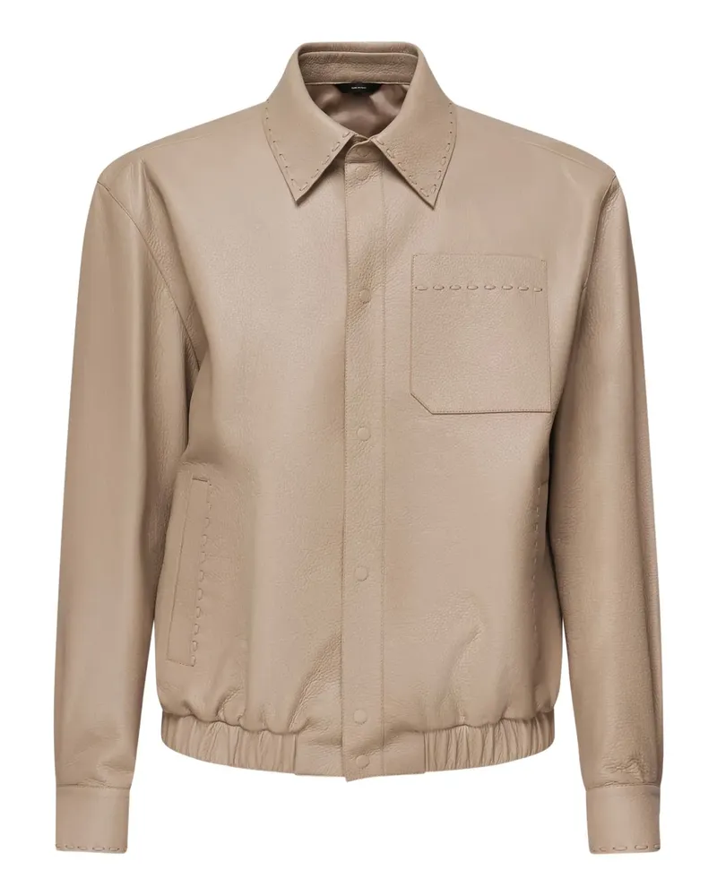 Fendi Hemdjacke aus Leder - Nude Nude