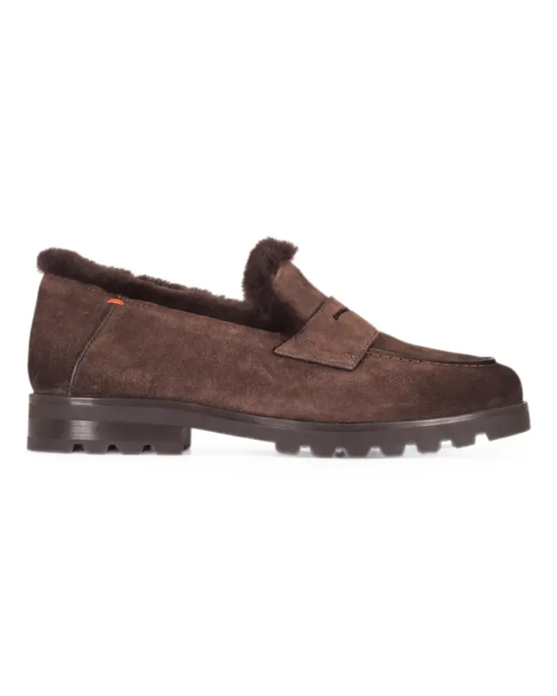 Santoni Loafer mit Shearling-Futter - Braun Braun