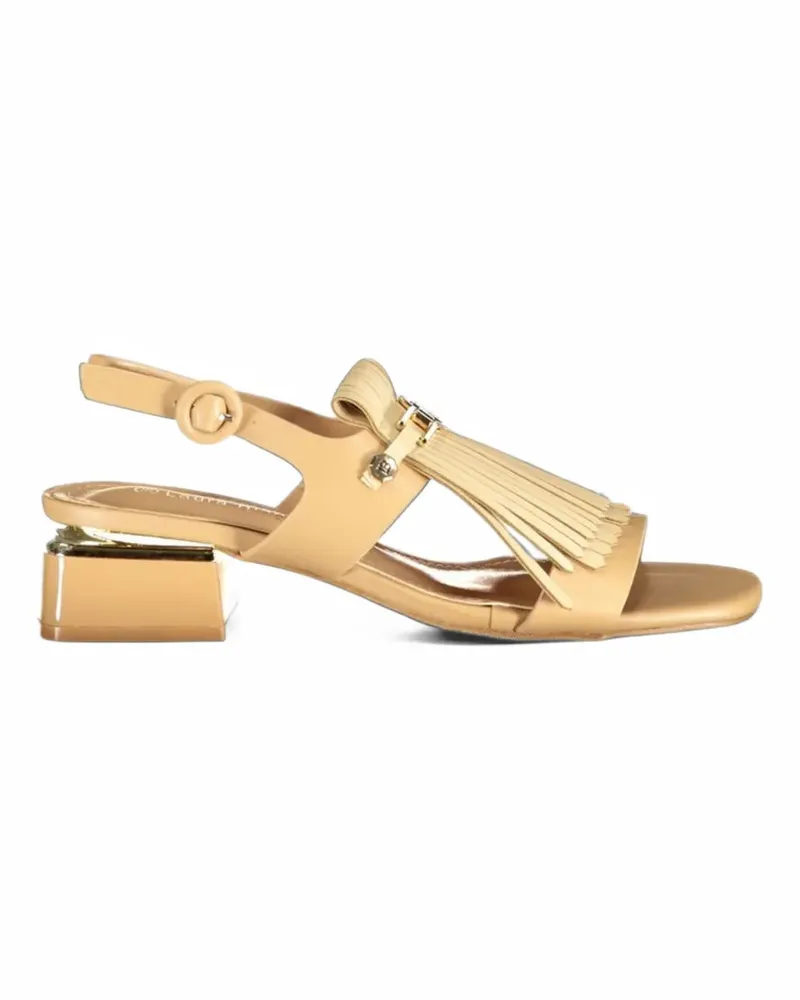 Laura Biagiotti fringe-detail logo-plaque sandals - Nude Nude