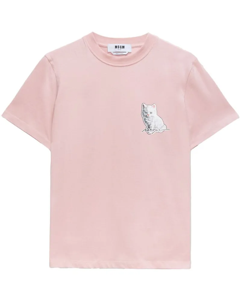 MSGM T-Shirt mit Katzen-Print Rosa