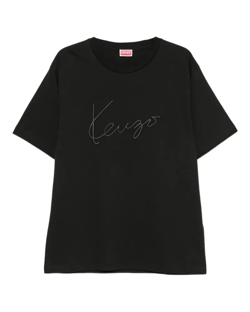 Kenzo logo-embroidered T-shirt - Schwarz Schwarz