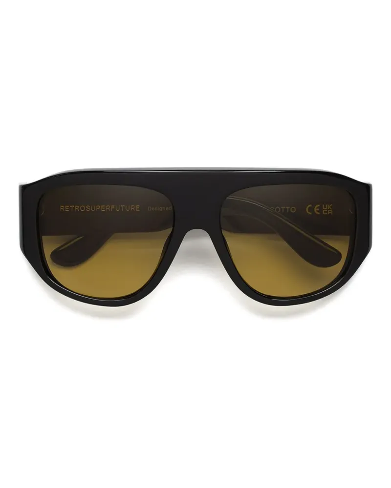 RETROSUPERFUTURE Sonnenbrille mit geometrischem Gestell - Schwarz Schwarz