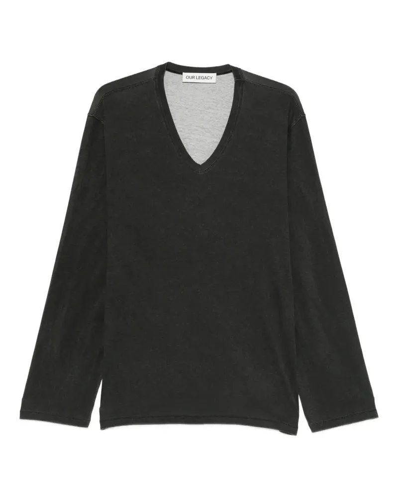 Our Legacy Gorge Langarmshirt mit V-Ausschnitt - Schwarz Schwarz