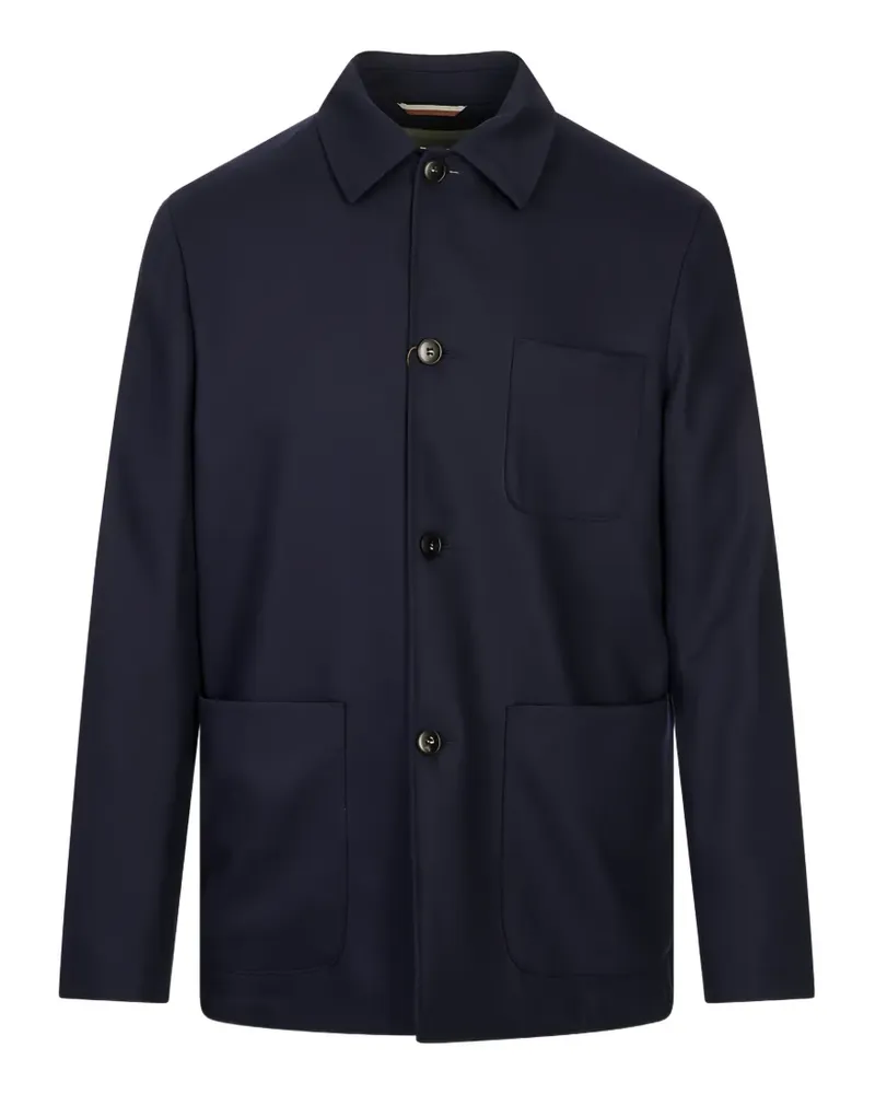 Canali patch-pocket shirt jacket - Blau Blau