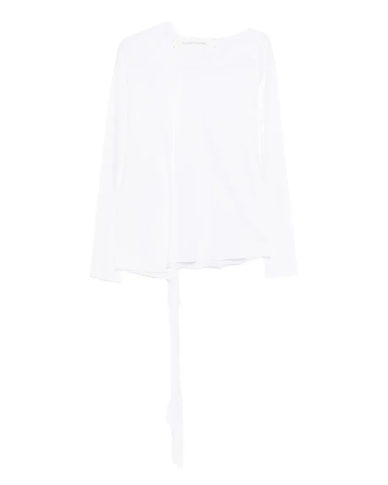 individual sentiments Langarmshirt mit Schnürung - Weiß Weiß