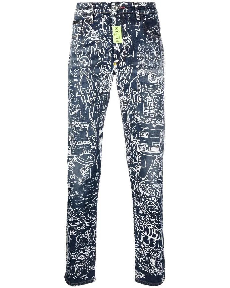 Philipp Plein Jeans mit grafischem Print - Blau Blau