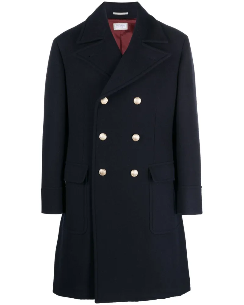 Brunello Cucinelli Doppelreihiger Mantel - Blau Blau