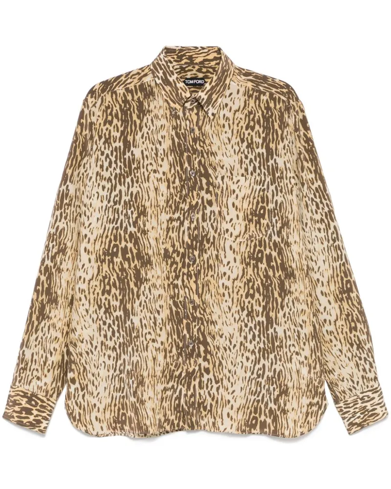 Tom Ford Hemd mit Animal-Print - Nude Nude