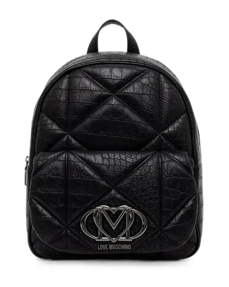 Moschino Gesteppter Rucksack mit Kroko-Effekt - Schwarz Schwarz