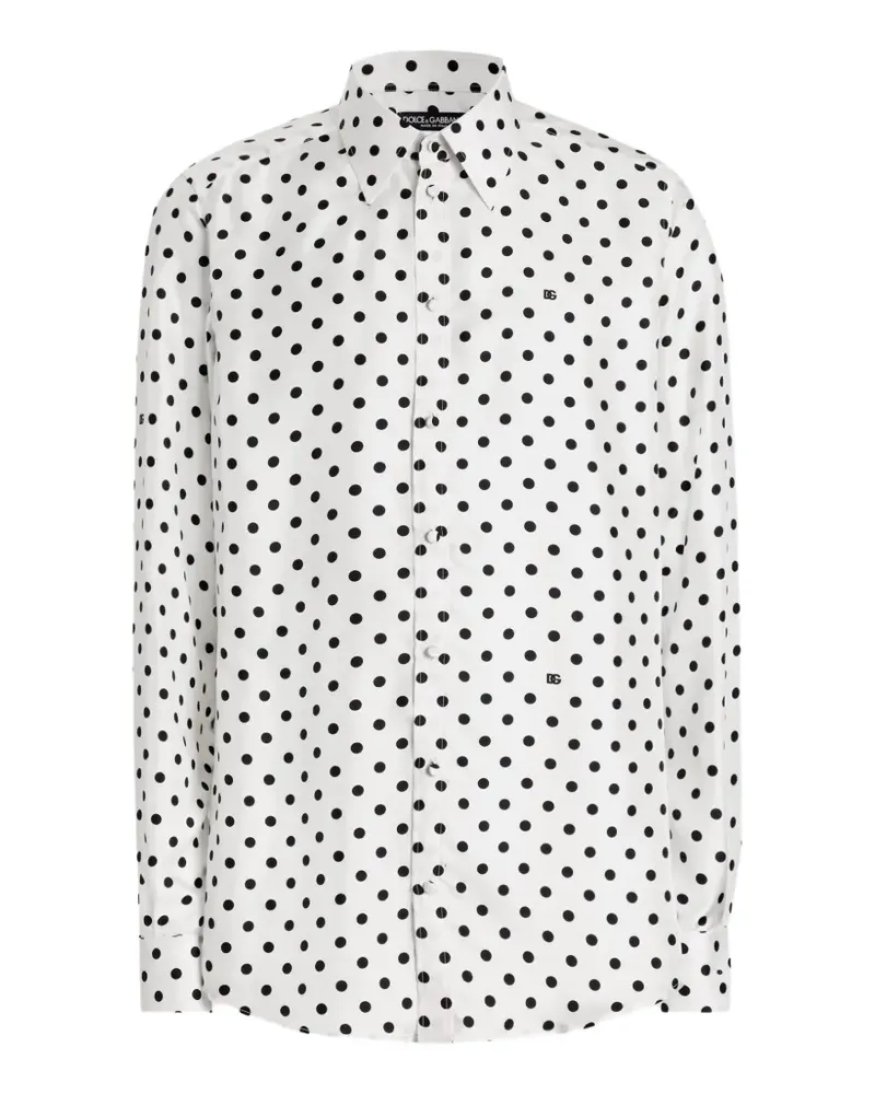 Dolce & Gabbana polka dot-print Martini twill shirt - Weiß Weiß