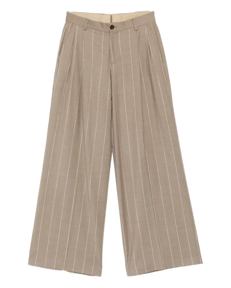 Luigi Bianchi Mantova striped-pattern tailored trousers - Braun Braun