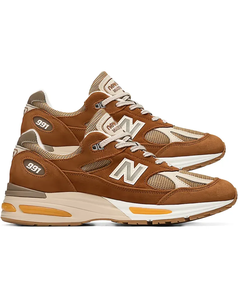 New Balance 991v2 Sneakers mit Einsätzen - Braun Braun
