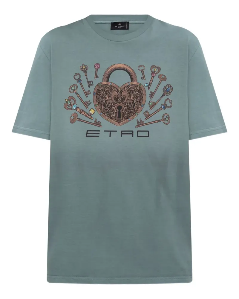 Etro T-Shirt mit Logo-Print - Blau Blau