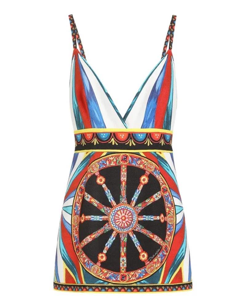 Dolce & Gabbana Kurzes Kleid mit Carretto-Print - Weiß Weiß