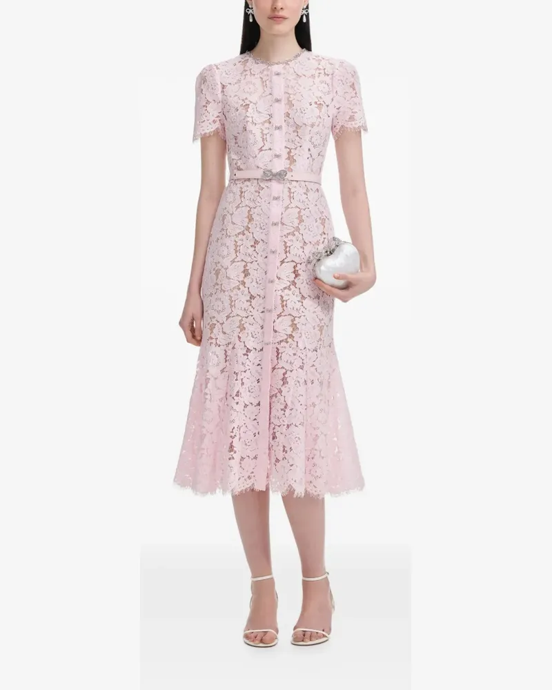 Self-Portrait Midikleid mit Schleife - Rosa Rosa