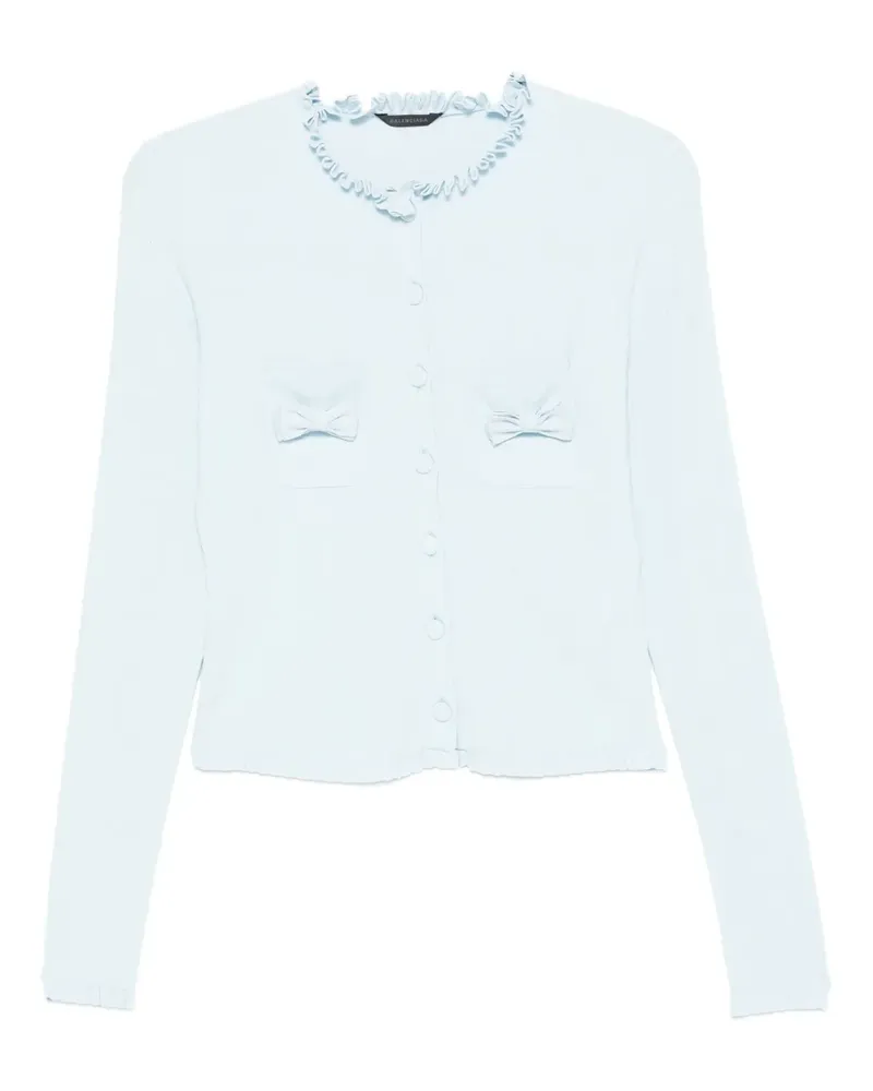 Balenciaga ruffle trim bow cardigan - Blau Blau