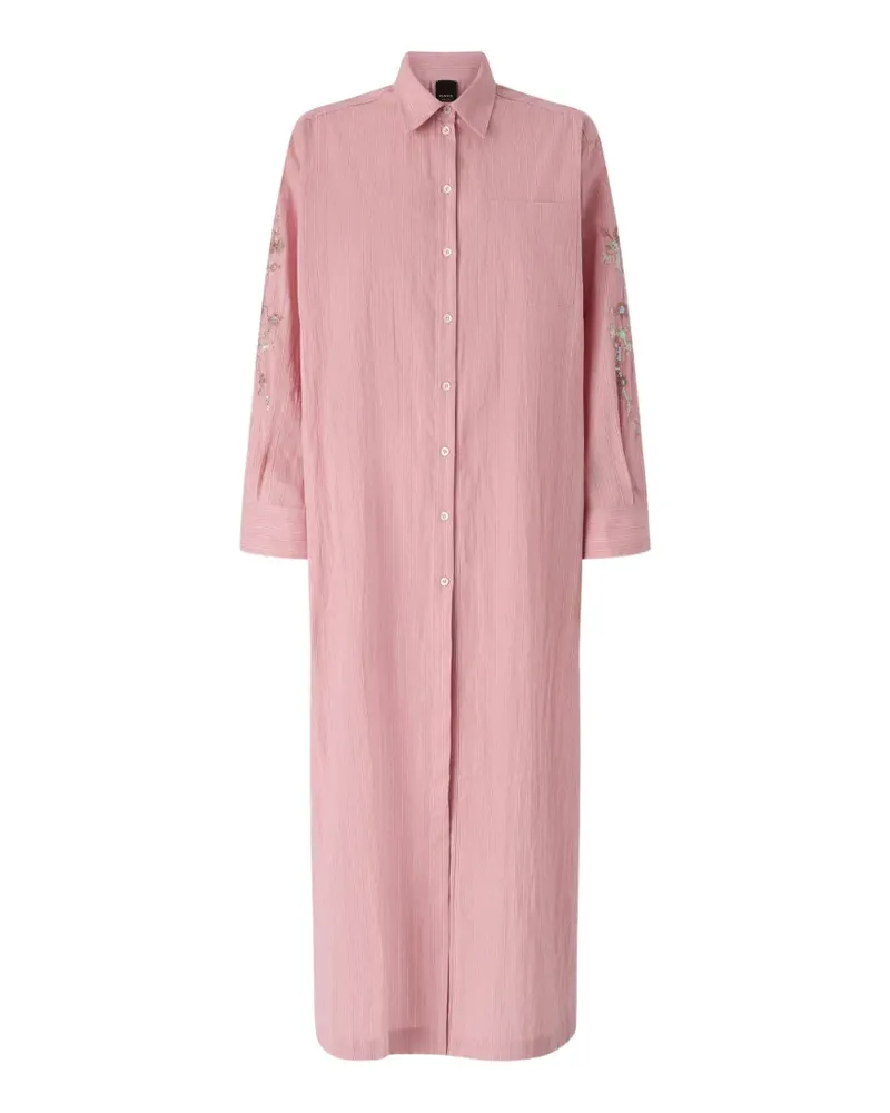 Pinko Gestreiftes Chemisier-Kleid mit Blumenstickerei - Rosa Rosa