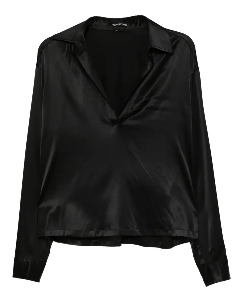 Tom Ford Klassische Satinbluse - Schwarz Schwarz