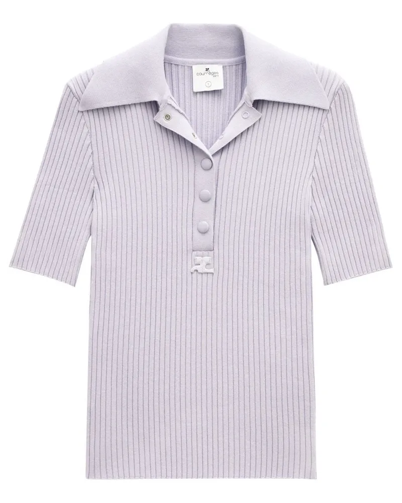 Courrèges Geripptes Poloshirt - Violett Violett