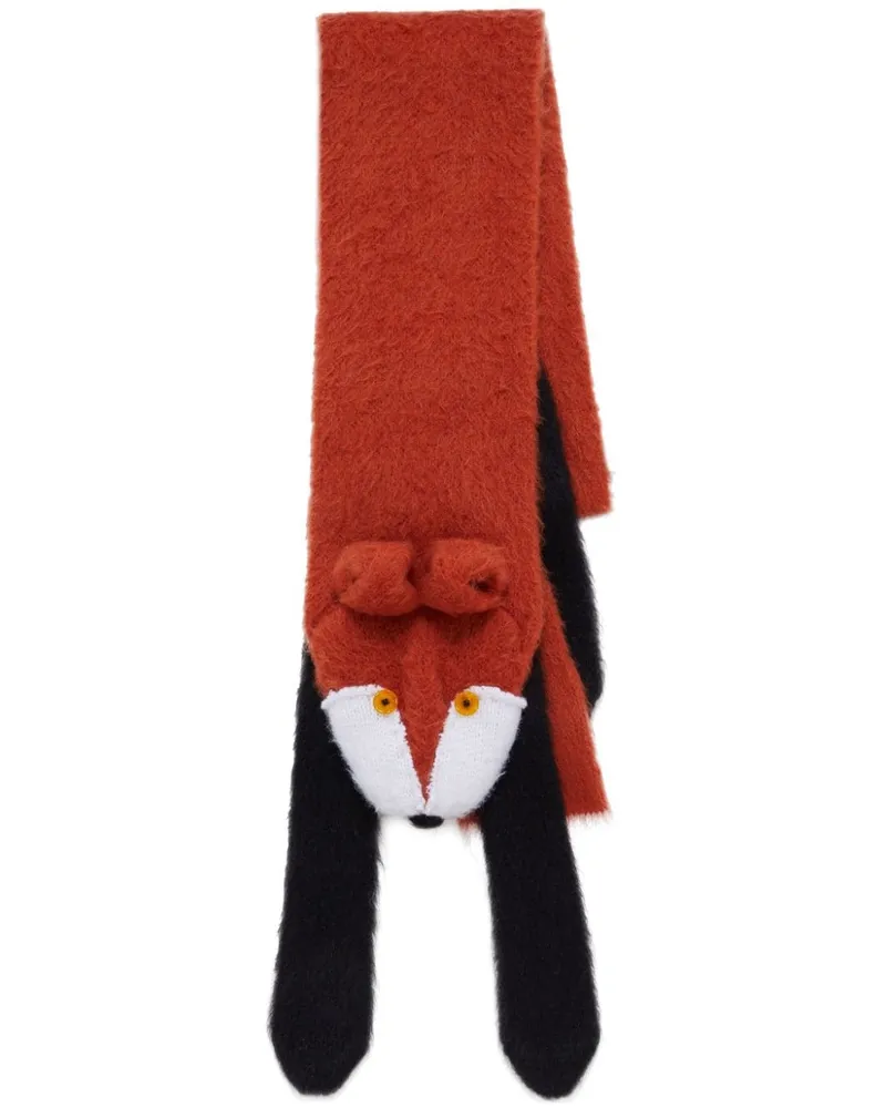Marni Gestrickter Schal mit Fuchs - Braun Braun