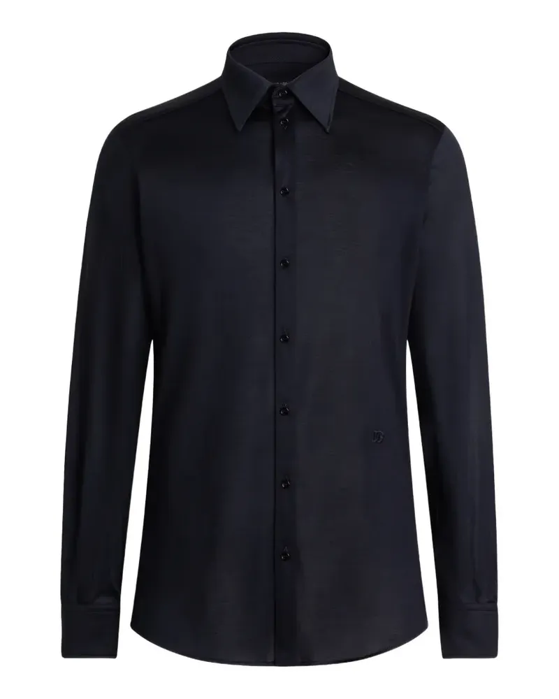 Dolce & Gabbana Martini Hemd aus Seidenjersey - Schwarz Schwarz