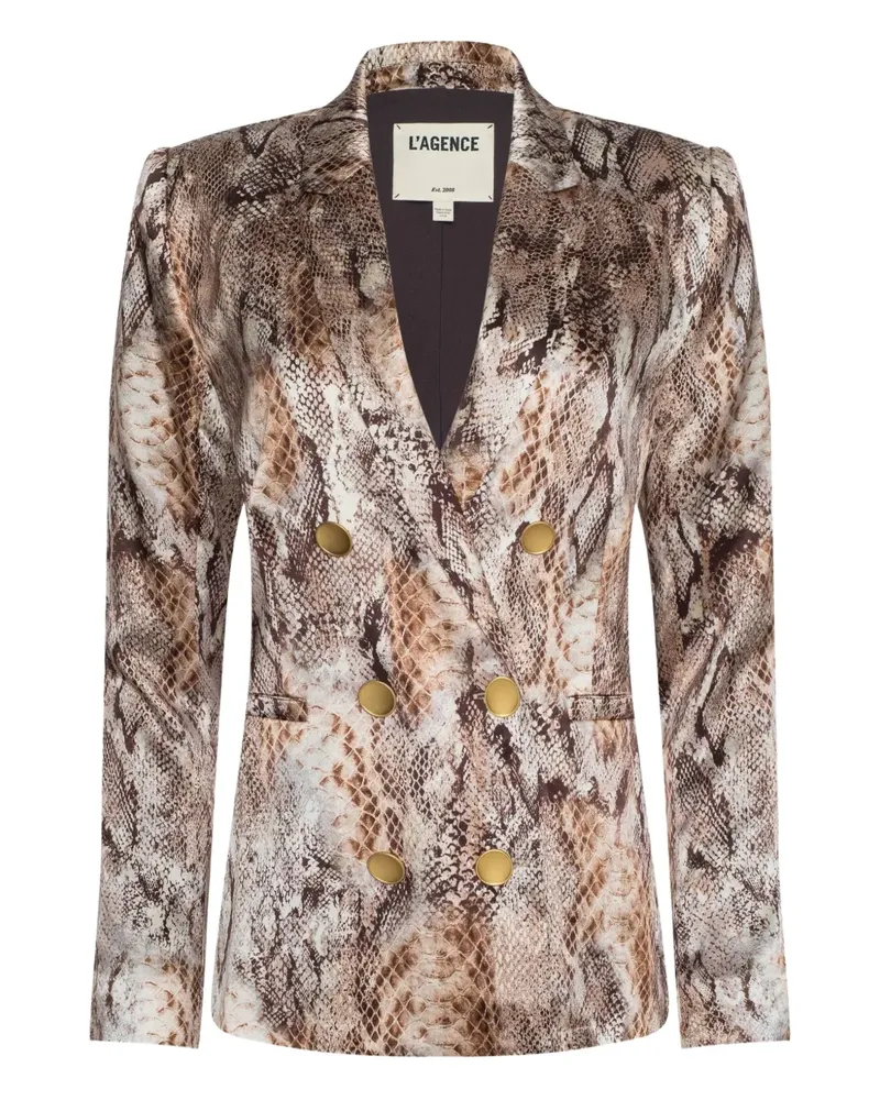 L'Agence Colin double-breasted snakeskin blazer - Nude Nude