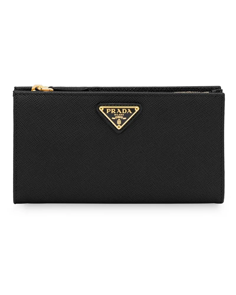Prada Portemonnaie mit Logo-Schild - Schwarz Schwarz
