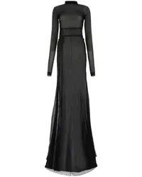 Ann Demeulemeester Chiffon-Overlay-Kleid mit Stehkragen Schwarz