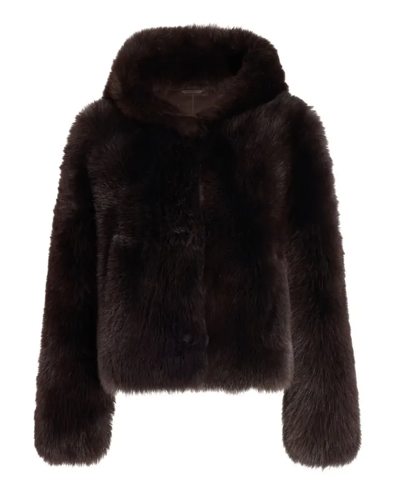 Proenza Schouler Michelle hooded shearling coat - Braun Braun