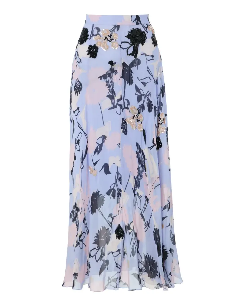 Temperley London Maisie sequin-embellished floral-print skirt - Blau Blau