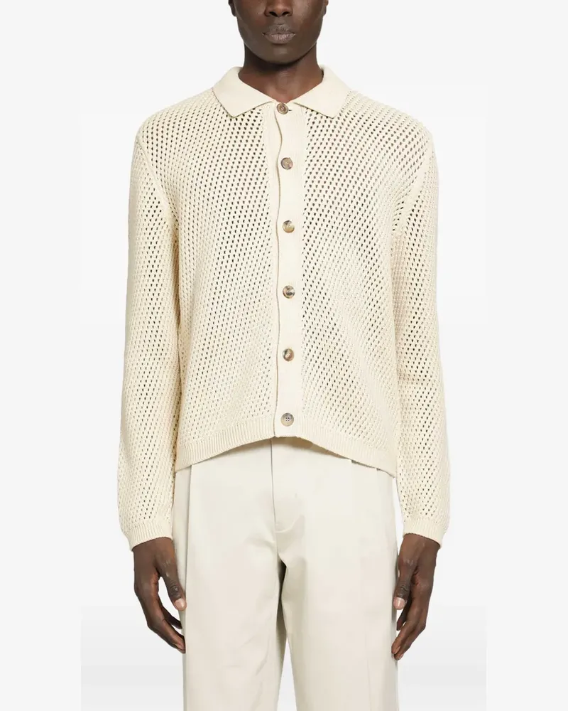 Prada open-knit collared cardigan - Nude Nude
