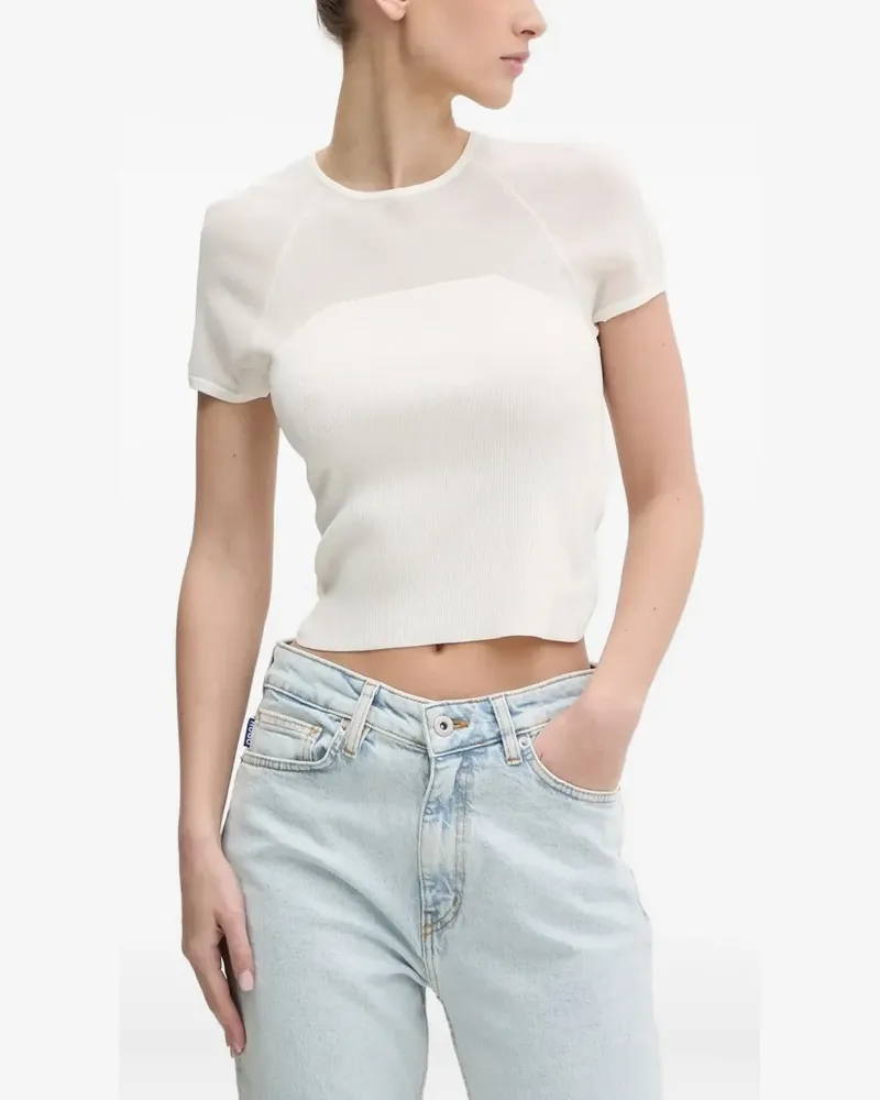 HUGO BOSS mesh-insert ribbed T-shirt - Weiß Weiß