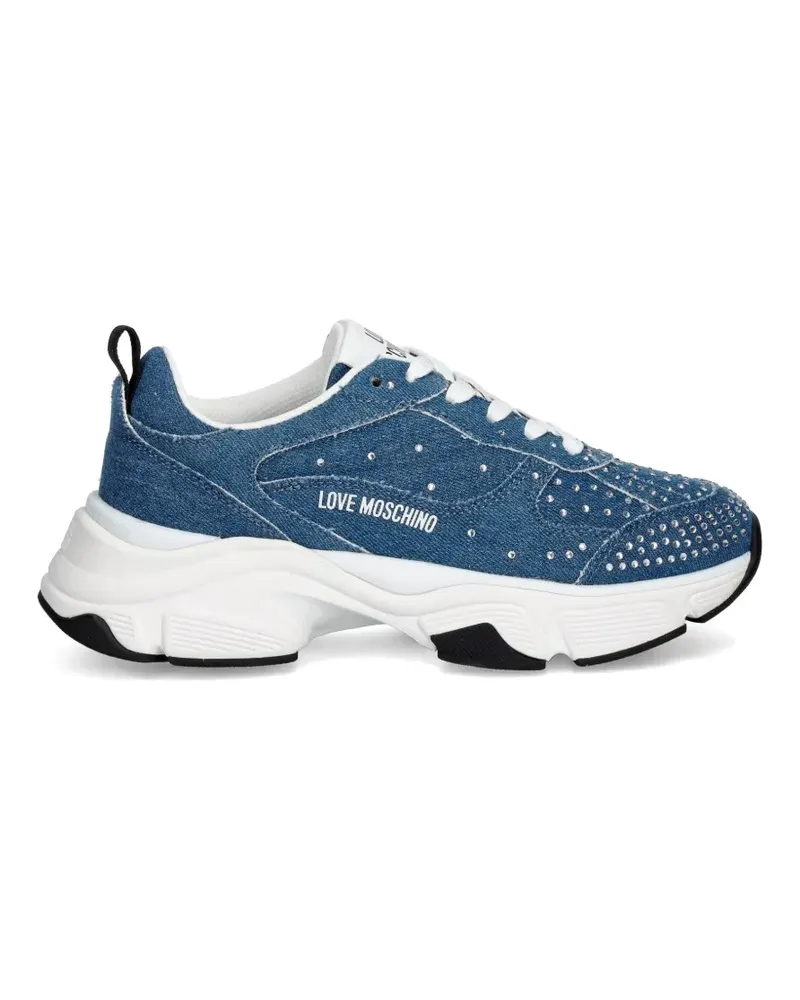 Moschino Jeans-Sneakers mit Strass - Blau Blau