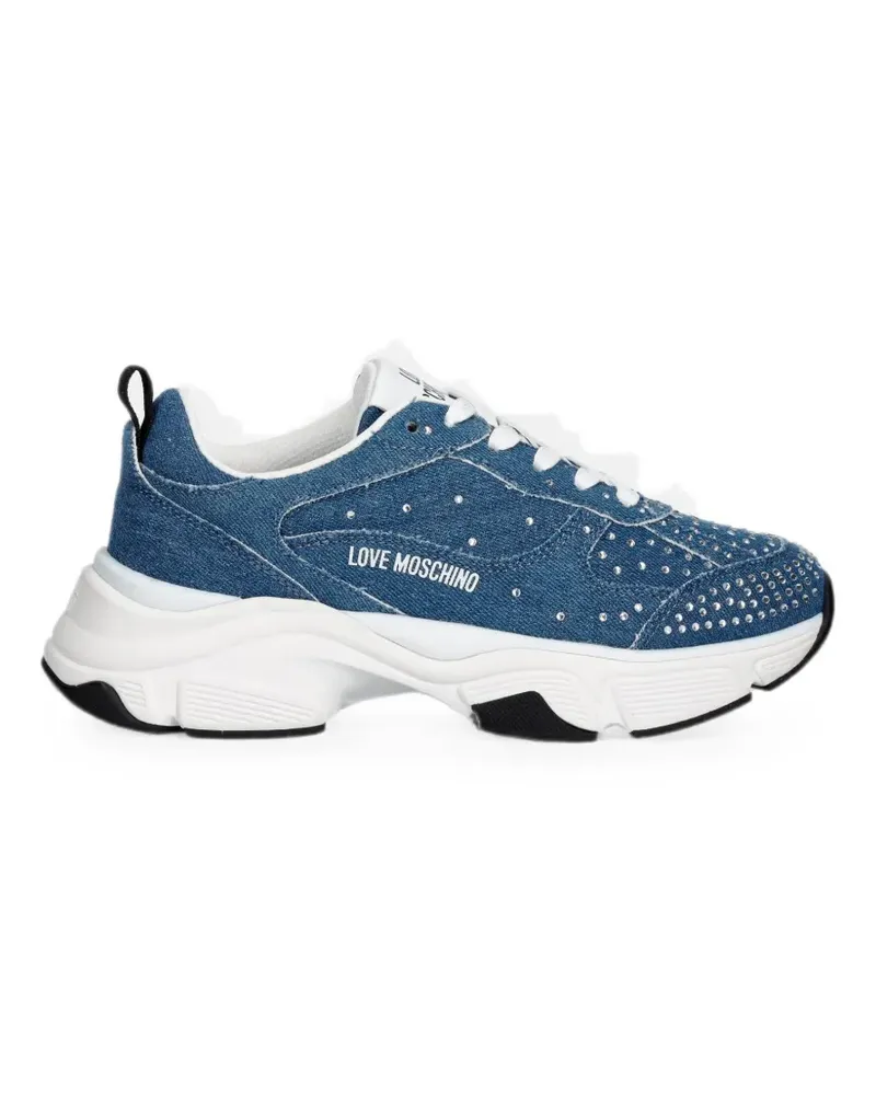 Moschino Jeans-Sneakers mit Strass - Blau Blau