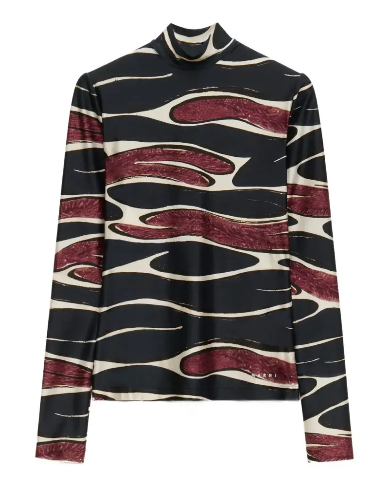Marni Crimson Flow Turtle-Neck T-Shirt - Schwarz Schwarz