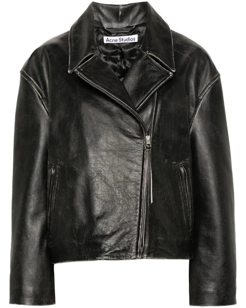 Acne Studios Bikerjacke im Distressed-Look - Schwarz Schwarz