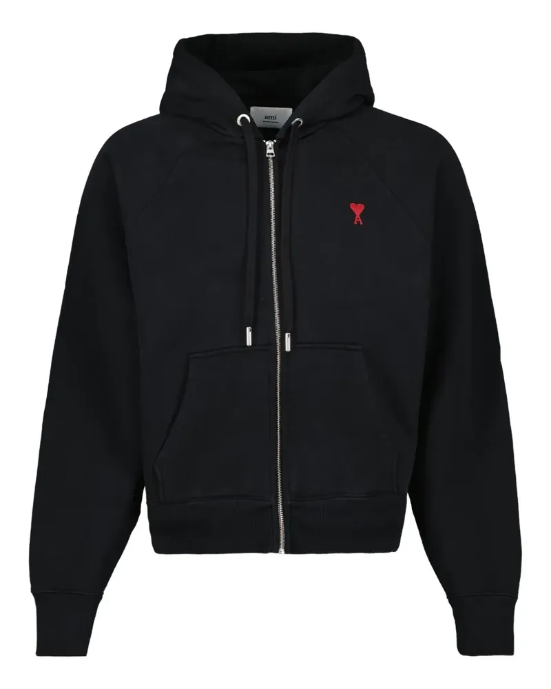AMI Paris Kapuzenjacke mit Logo-Stickerei - Schwarz Schwarz