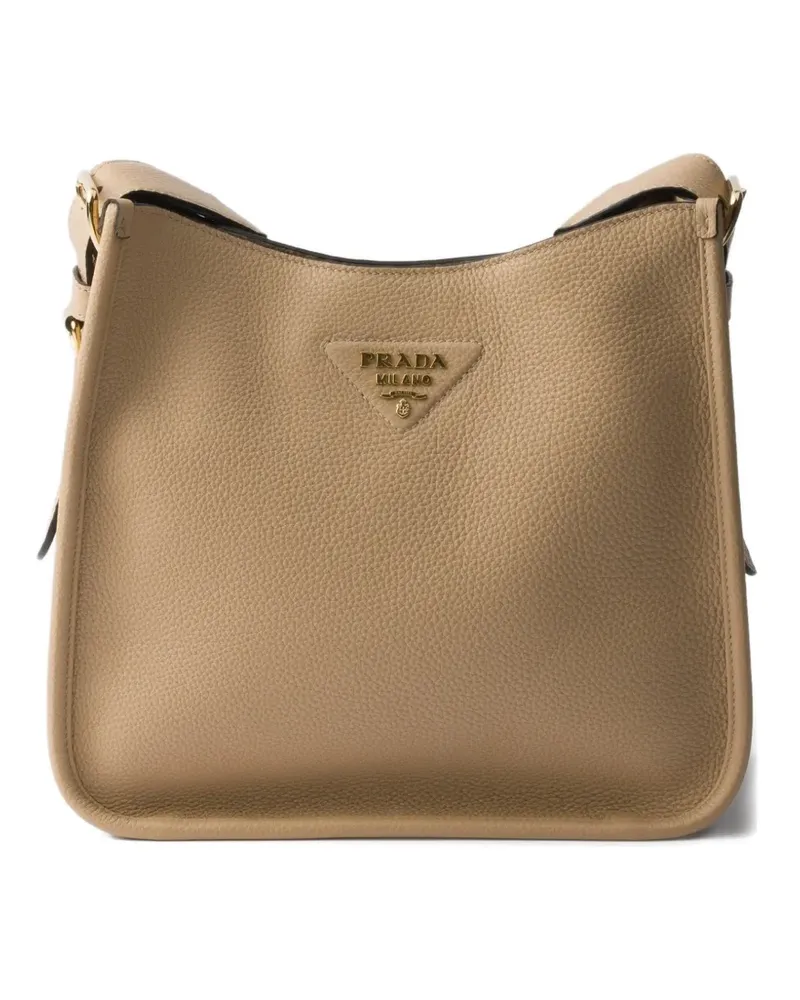 Prada logo-detail leather shoulder bag - Nude Nude