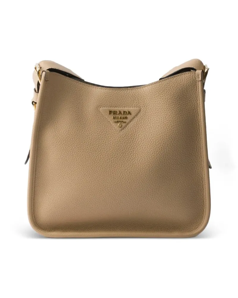 Prada logo-detail leather shoulder bag - Nude Nude